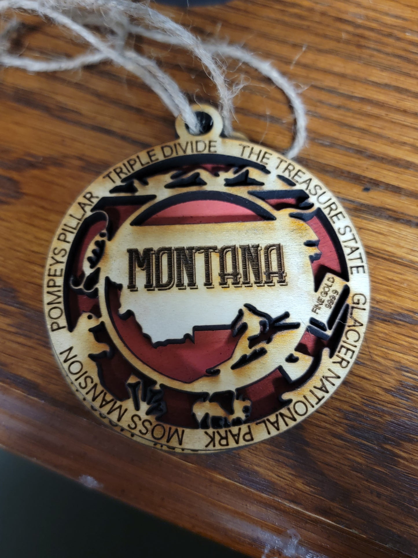 Wooden MT State Ornaments